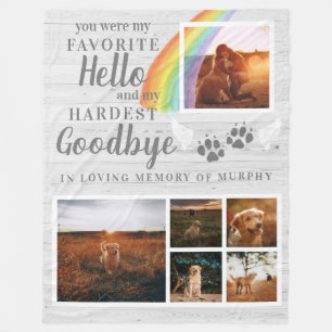 Rustic Paw Prints Personalized Pet Memorial Photo Fleece Blanket