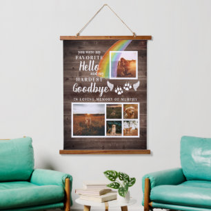 Rustic Paw Prints Personalized Pet Memorial Photo Hanging Tapestry