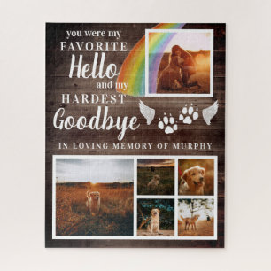 Rustic Paw Prints Personalized Pet Memorial Photo Jigsaw Puzzle