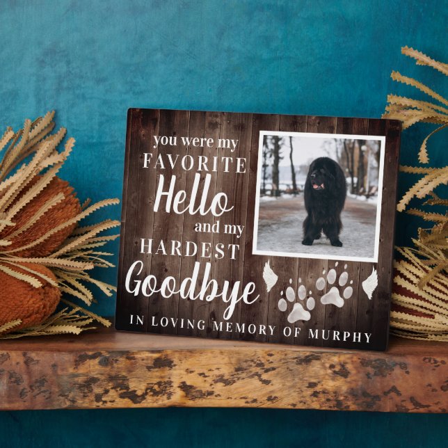 Rustic Paw Prints Personalized Pet Memorial Photo Plaque (Side)