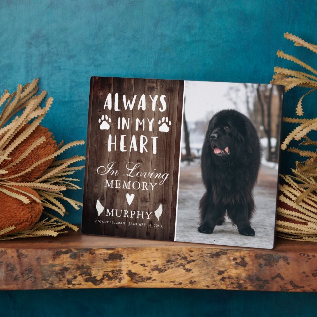 Rustic Paw Prints Personalized Pet Memorial Photo Plaque (Side)