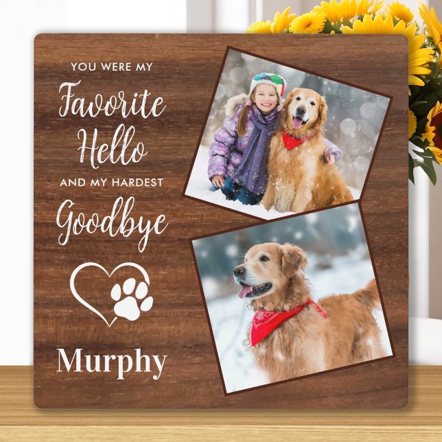 Rustic Paw Prints Personalized Pet Memorial Photo Plaque (Creator Uploaded)