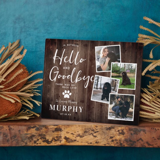 Rustic Paw Prints Personalized Pet Memorial Photo Plaque (Side)
