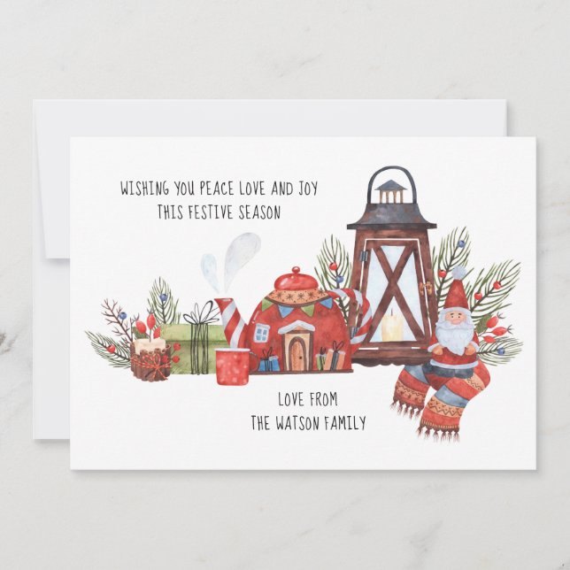 Rustic Peace Love Joy Christmas Photo Personalized (Front)