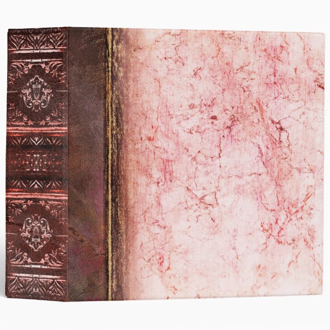 Rustic Peach and White Marble Faux Leather Binder (Front/Spine)