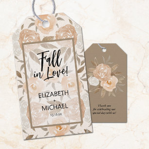 Rustic Peach Floral Fall in Love Favour Gift Tags