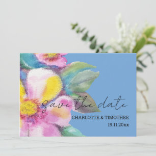 Rustic Peach Flowers Watercolor Art Save The Date