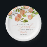 Rustic Peach Theme Baby Shower Paper Plate<br><div class="desc">Rustic and modern baby shower paper plate featuring a watercolor illustration of the fruits on a tree branch. The text says "a sweet little peach is on the way."</div>