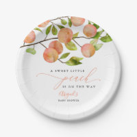 Rustic Peach Theme Baby Shower Paper Plate