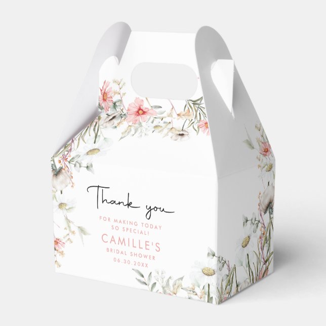 Rustic Peach Wildflowers Favor Box (Front Side)