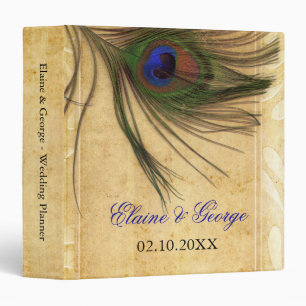 Rustic Peacock Feather wedding Planner Binder