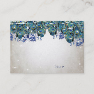 Rustic Peacock Navy Rustic Luxe Place Cards