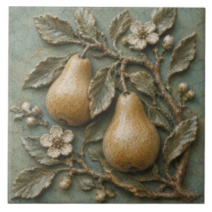 Rustic Pear Blossom Orchard Faux Relief Tile