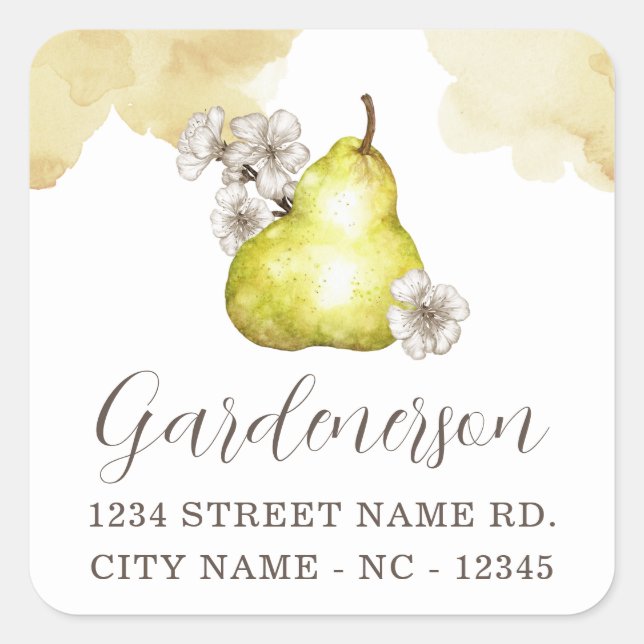 Rustic Pear Square Sticker (Front)