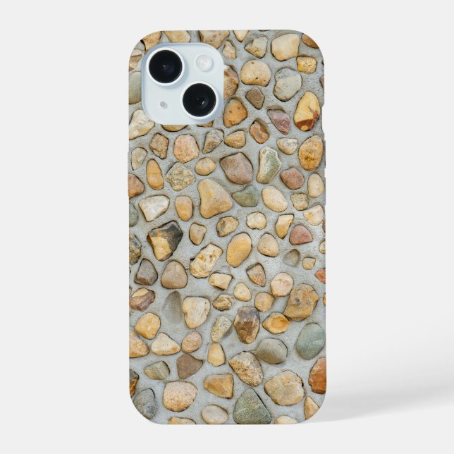 Rustic Pebblestone Wall  iPhone 15 Case (Back)