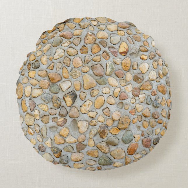 Rustic Pebblestone Wall  Round Pillow (Front)