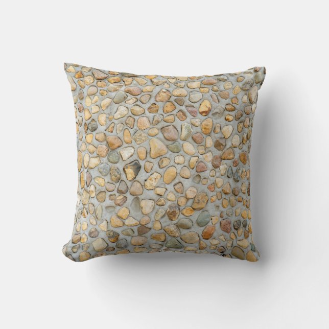 Rustic Pebblestone Wall  Throw Pillow (Front)
