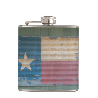 Rustic Peeling Lone Star Texas Flag Hip Flask
