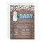 Rustic Penguin Winter Boy Baby Shower Invitation