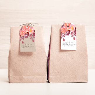 Rustic Peonies Elegant Script Bridal Shower Gift Tags