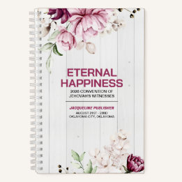 Rustic Peonies Floral Eternal Happiness Convention Notebook