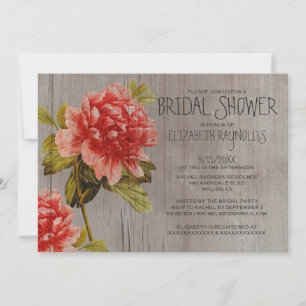 Rustic Peony Bridal Shower Invitations