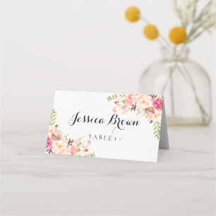 Rustic Peony floral Place Card