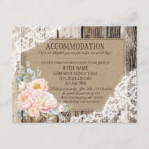 Rustic Peony Floral Wood Lace Accommodations Card