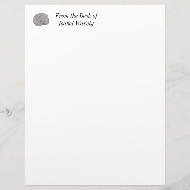 Rustic Personal Professional Watercolor Sea Shell Letterhead (Front)