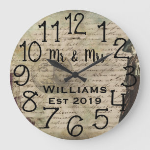 Rustic Personalized Antique Vintage Custom Large Clock