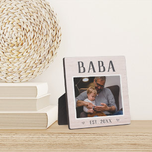 Rustic Personalized Baba Grandpa Photo Plaque