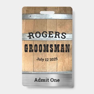 Rustic Personalized Bachelor Party Badge