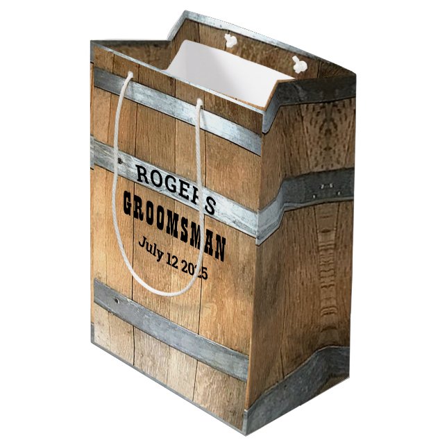 Rustic Personalized Bachelor Party Medium Gift Bag (Back Angled)