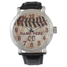 Rustic Personalized Baseball Watches for Guys