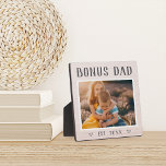 Rustic Personalized Bonus Dad Stepfather Photo Plaque<br><div class="desc">Charming custom plaque for Father's Day,  birthdays,  or new stepdads features a favourite photo with "Bonus Dad" above in rustic lettering. Personalize with the year he became a stepfather beneath,  or add a custom message or name.</div>