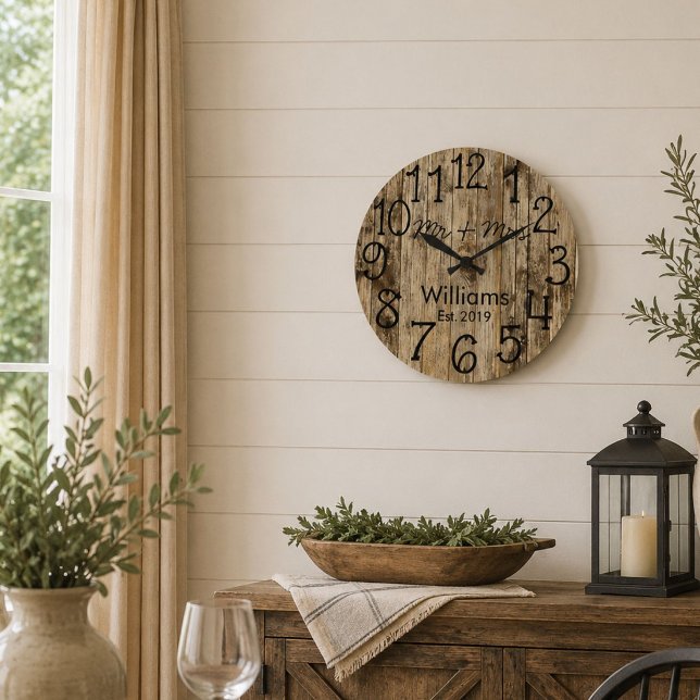 Rustic Personalized Brown Wood Custom Large Clock (Creator Uploaded)