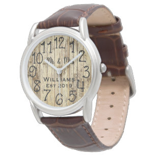 Rustic Personalized Brown Wood Custom Watch