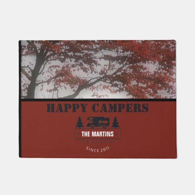 Rustic Personalized | Camping RV Happy Campers Doormat (Front)