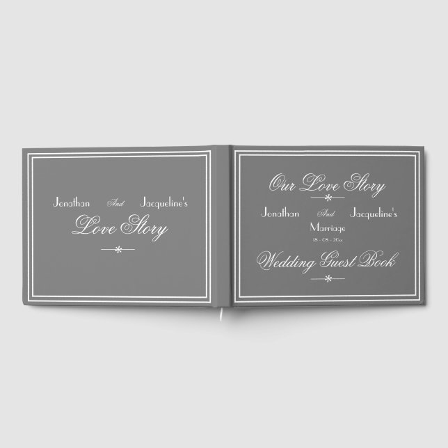 Rustic Personalized Chic Grey And White Wedding Guest Book (Full)