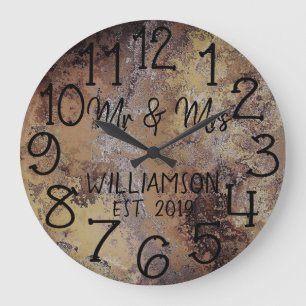 Rustic Personalized Distressed Rust Custom Large Clock