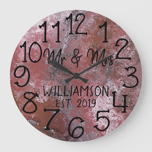 Rustic Personalized Distressed Rust Custom Large Clock (Front)