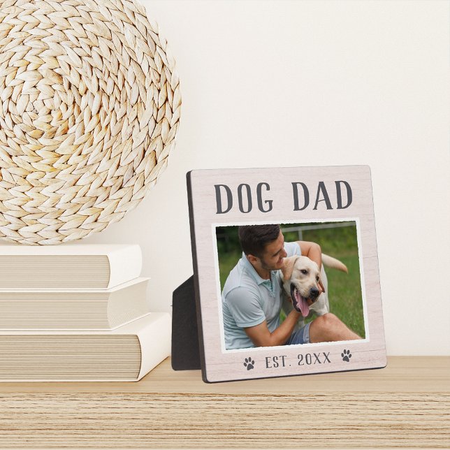 Rustic Personalized Dog Dad Photo Plaque (Creator Uploaded)