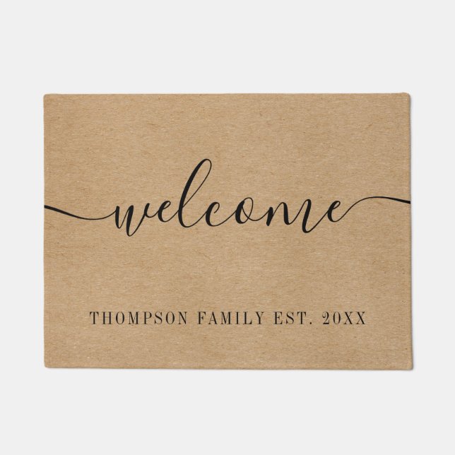 Rustic Personalized Family Name Doormat (Front)