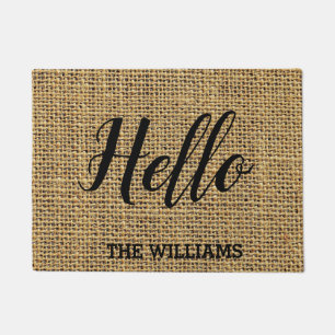 Rustic Personalized Family Name with Hello Doormat