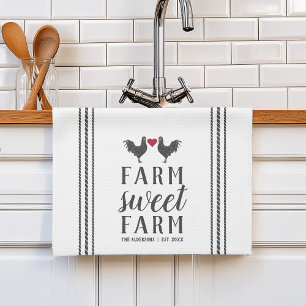 Rustic Personalized Farm Sweet Farm Kitchen Towel