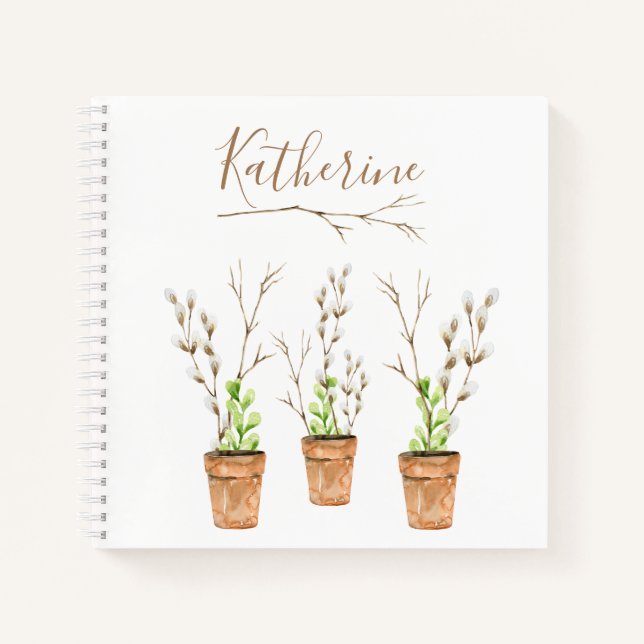Rustic Personalized Farmhouse Country Watercolor  Notebook (Front)