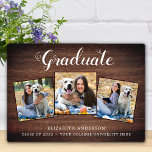 Rustic Personalized Graduate Photo Collage Plaque<br><div class="desc">Celebrate your graduate and give a special personalized gift with this custom photo collage graduation plaque. This unique photo collage graduate plaque is will be a treasured keepsake. Customize with 3 of your favourite senior or college photos, and personalize with graduating year, name, high school or college. See 'personalize this...</div>