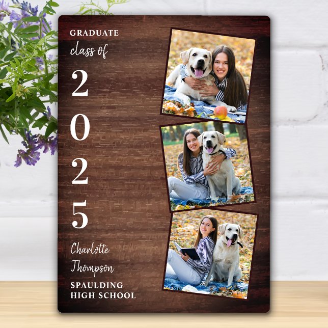 Rustic Personalized Graduation Graduate Photo Plaque (Creator Uploaded)