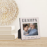 Rustic Personalized Grampa Grandpa Photo Plaque<br><div class="desc">Custom grandpa plaque for Father's Day,  birthdays,  or Grandparents Day features a favourite photo of his grandchild or grandkids with "Grampa" above in rustic lettering. Personalize with the year he became a grandfather beneath,  or add a custom message or name.</div>