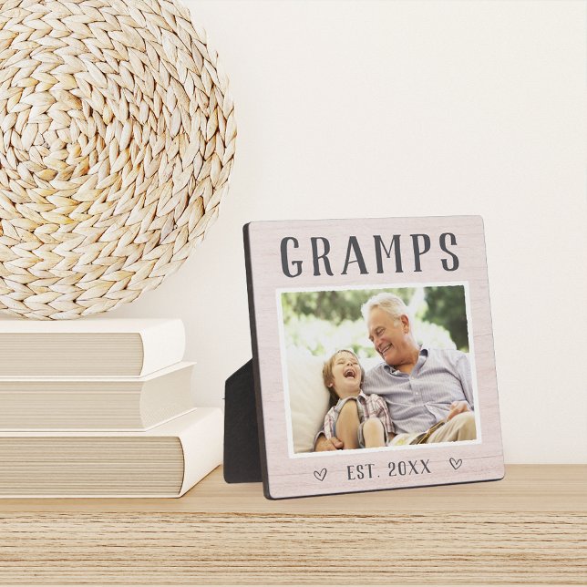 Rustic Personalized Gramps Grandpa Photo Plaque (Creator Uploaded)
